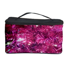 Festive Hot Pink Glitter Merry Christmas Tree  Cosmetic Storage Cases by yoursparklingshop