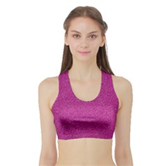 Metallic Pink Glitter Texture Women s Sports Bra With Border by yoursparklingshop
