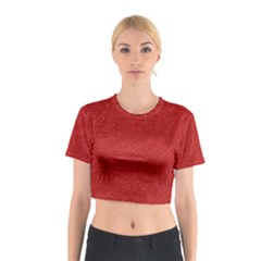 Festive Red Glitter Texture Cotton Crop Top by yoursparklingshop