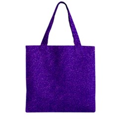 Festive Purple Glitter Texture Zipper Grocery Tote Bag