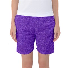 Festive Purple Glitter Texture Women s Basketball Shorts by yoursparklingshop