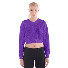 Festive Purple Glitter Texture Women s Cropped Sweatshirt