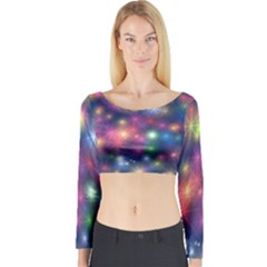 Starlight Shiny Glitter Stars Long Sleeve Crop Top by yoursparklingshop