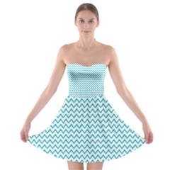 Blue White Chevron Strapless Dresses by yoursparklingshop