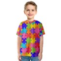 Funny Colorful Puzzle Pieces Kid s Sport Mesh Tee View1