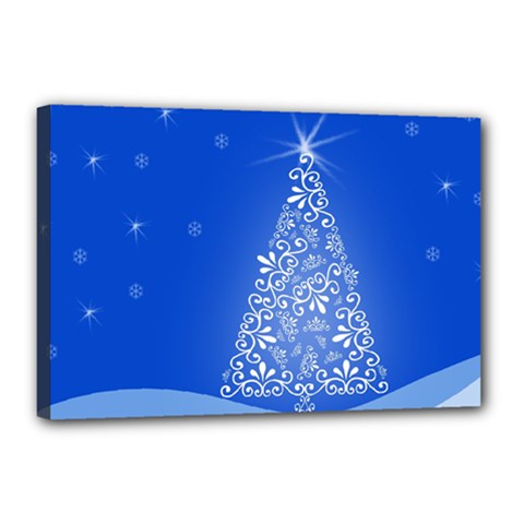 Blue White Christmas Tree Canvas 18  X 12  by yoursparklingshop