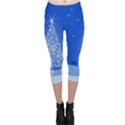 Blue White Christmas Tree Capri Leggings  View1