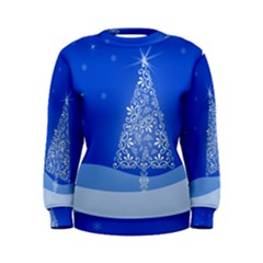 Blue White Christmas Tree Women s Sweatshirt