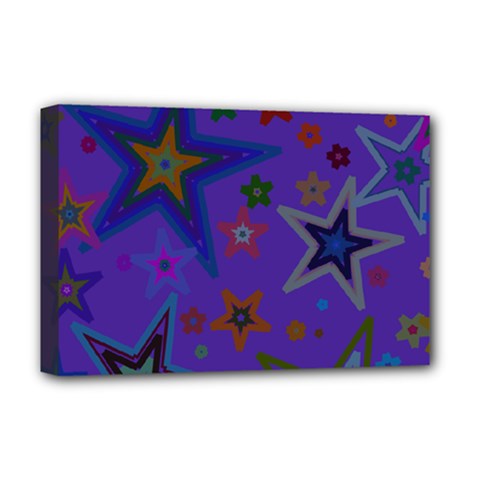 Purple Christmas Party Stars Deluxe Canvas 18  X 12   by yoursparklingshop