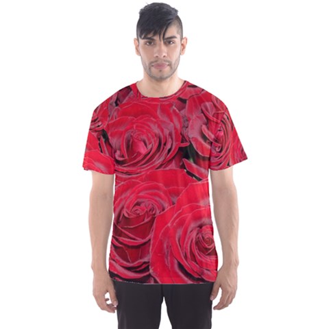 Red Love Roses Men s Sport Mesh Tee by yoursparklingshop
