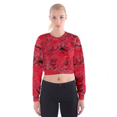 Red Love Roses Women s Cropped Sweatshirt