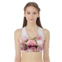 Romantic Pink Flowers Women s Sports Bra with Border View1