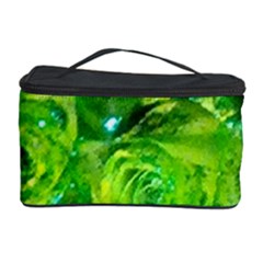 Festive Green Glitter Roses Valentine Love  Cosmetic Storage Cases by yoursparklingshop