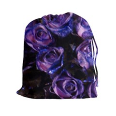 Purple Glitter Roses Valentine Love Drawstring Pouches (xxl) by yoursparklingshop