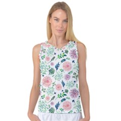 Hand Painted Spring Flourishes Flowers Pattern Women s Basketball Tank Top