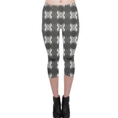 Black White Gray Crosses Capri Leggings  by yoursparklingshop