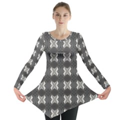 Black White Gray Crosses Long Sleeve Tunic  by yoursparklingshop