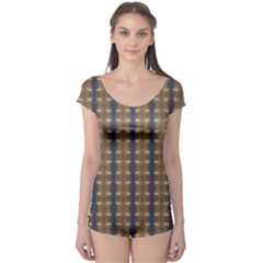 Black Brown Gold Stripes Boyleg Leotard (ladies)