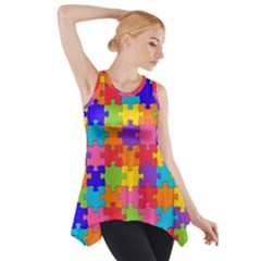 Funny Colorful Jigsaw Puzzle Side Drop Tank Tunic