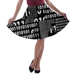 Beautiful Binary A-line Skater Skirt by StuffOrSomething