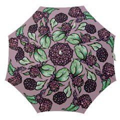 Black Raspberry Fruit Purple Pattern Straight Umbrellas by BubbSnugg