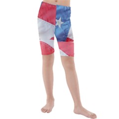 Folded American Flag Kid s Mid Length Swim Shorts by StuffOrSomething
