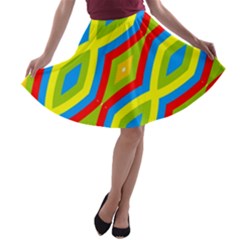 Colorful Chains                    A-line Skater Skirt by LalyLauraFLM