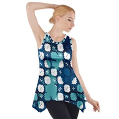 Blue Texture                       Side Drop Tank Tunic by LalyLauraFLM