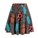 Beetles And Ladybug Pattern Bug Lover  High Waist Skirt