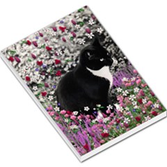 Freckles In Flowers Ii, Black White Tux Cat Large Memo Pads