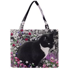 Freckles In Flowers Ii, Black White Tux Cat Mini Tote Bag by DianeClancy