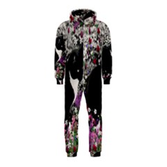 Freckles In Flowers Ii, Black White Tux Cat Hooded Jumpsuit (Kids)