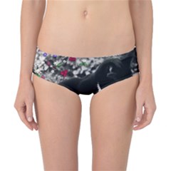 Freckles In Flowers Ii, Black White Tux Cat Classic Bikini Bottoms