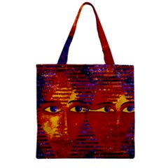 Conundrum Iii, Abstract Purple & Orange Goddess Zipper Grocery Tote Bag by DianeClancy