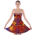 Conundrum Iii, Abstract Purple & Orange Goddess Strapless Dresses View1