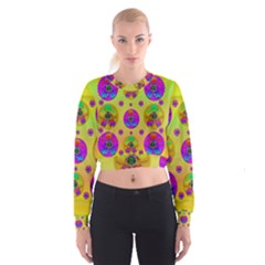 Floral Love And Why Not In Neon Women s Cropped Sweatshirt