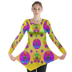 Floral Love And Why Not In Neon Long Sleeve Tunic  by pepitasart