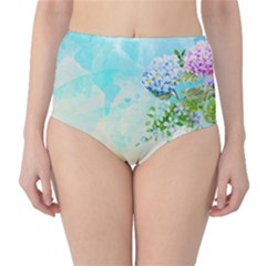 Watercolor Fresh Flowery Background High-waist Bikini Bottoms by TastefulDesigns