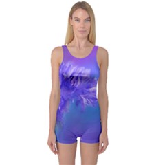 Purple Cornflower Floral  One Piece Boyleg Swimsuit