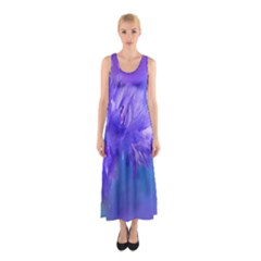 Purple Cornflower Floral  Sleeveless Maxi Dress