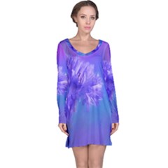 Purple Cornflower Floral  Long Sleeve Nightdress