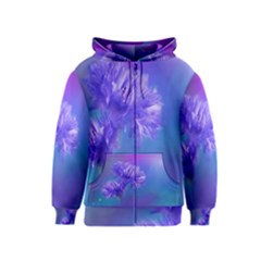 Purple Cornflower Floral  Kids  Zipper Hoodie