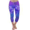 Purple Cornflower Floral  Capri Winter Leggings  View1