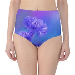 Purple Cornflower Floral  High-waist Bikini Bottoms