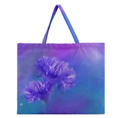 Purple Cornflower Floral  Zipper Large Tote Bag by yoursparklingshop