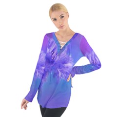 Purple Cornflower Floral  Women s Tie Up Tee