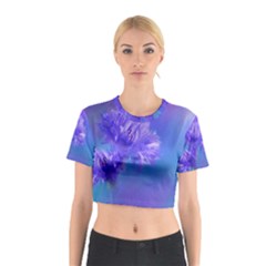 Purple Cornflower Floral  Cotton Crop Top