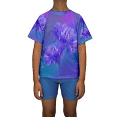 Flowers Cornflower Floral Chic Stylish Purple  Kid s Short Sleeve Swimwear by yoursparklingshop