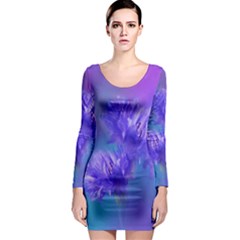 Flowers Cornflower Floral Chic Stylish Purple  Long Sleeve Bodycon Dress