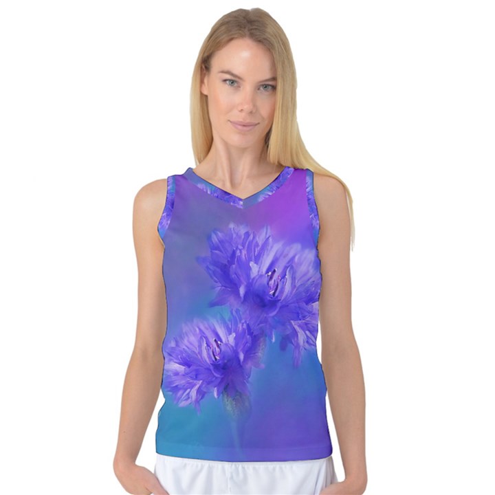 Flowers Cornflower Floral Chic Stylish Purple  Women s Basketball Tank Top